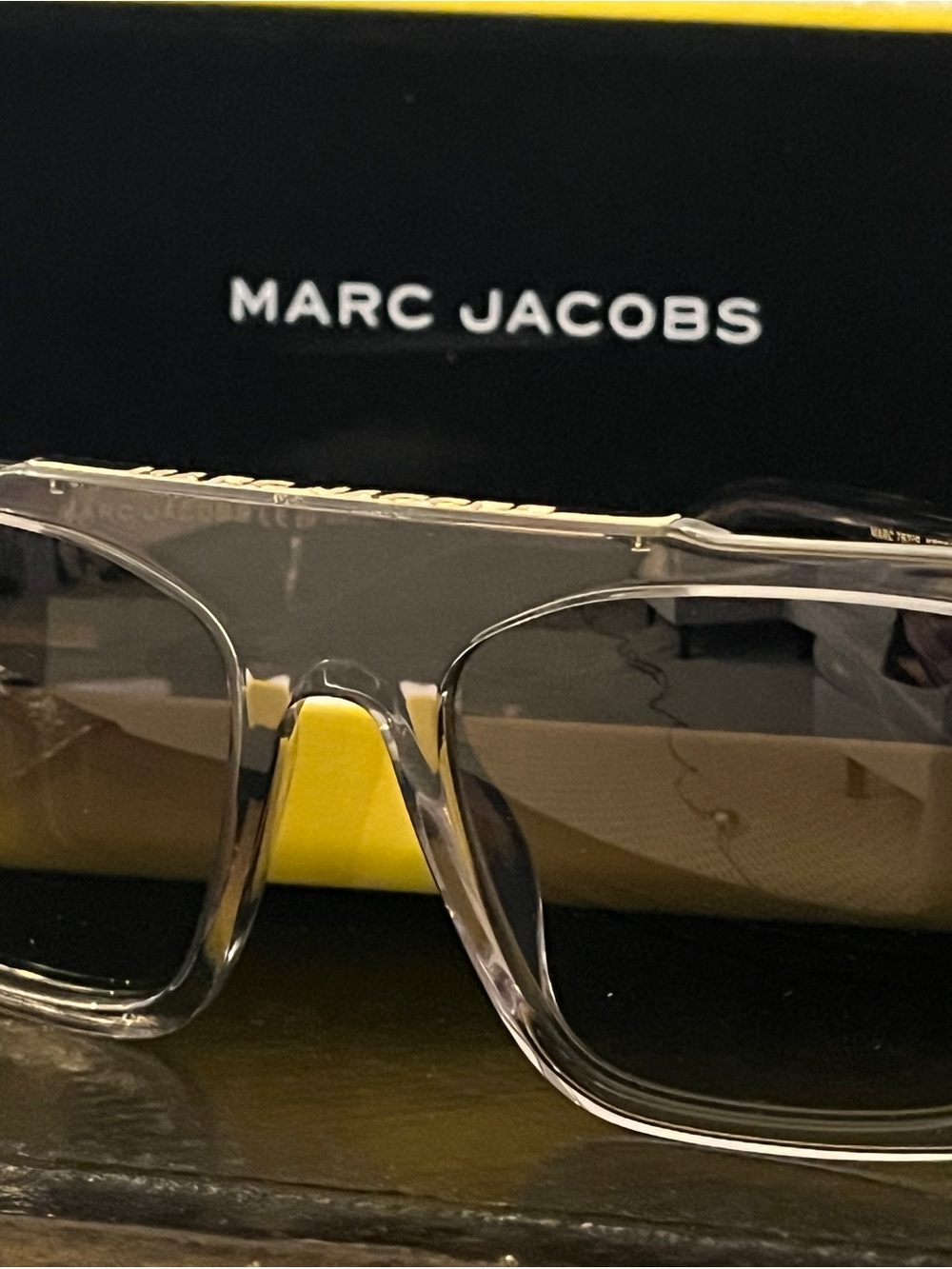 Marc Jacobs Clear Acetate Sunglasses with Gray Lenses